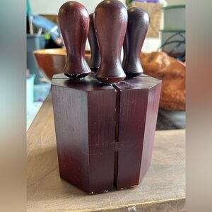 TRUDEAU Wooden 4 Cheese Knife Set